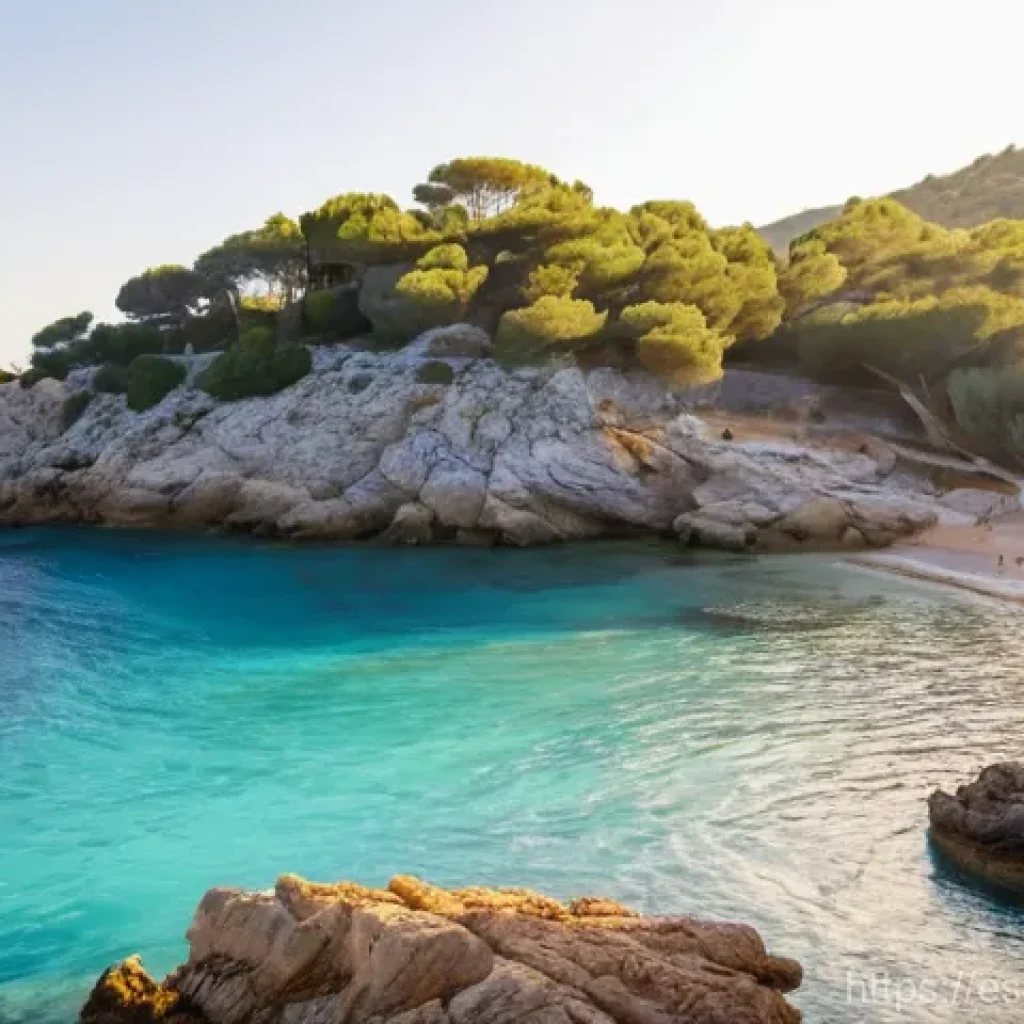 이비자와 마요르카 여행 정보 - **Prompt:** "A serene and mystical morning on a secluded cove in northern Ibiza. The first light of ...